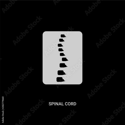 white spinal cord vector icon on black background. modern flat spinal cord from medical concept vector sign symbol can be use for web, mobile and logo.