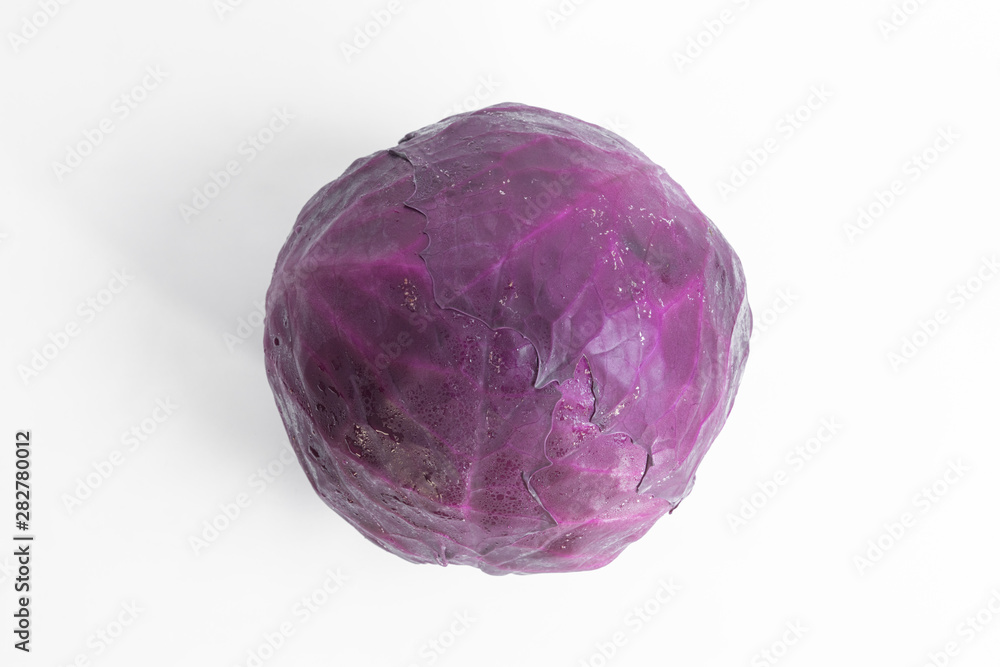 Top view of a nutritious and tasty freshly harvested purple cabbage Top view of a nutritious and tasty freshly harvested purple cabbage