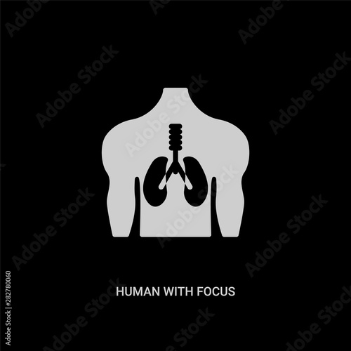 white human with focus on the lungs vector icon on black background. modern flat human with focus on the lungs from human body parts concept vector sign symbol can be use for web, mobile and logo.