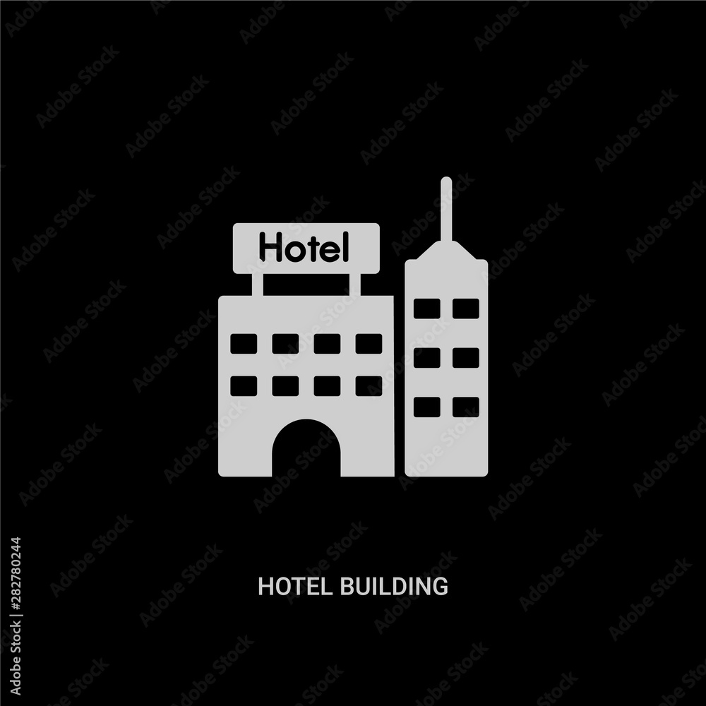 Fotografie white hotel building vector icon on black background