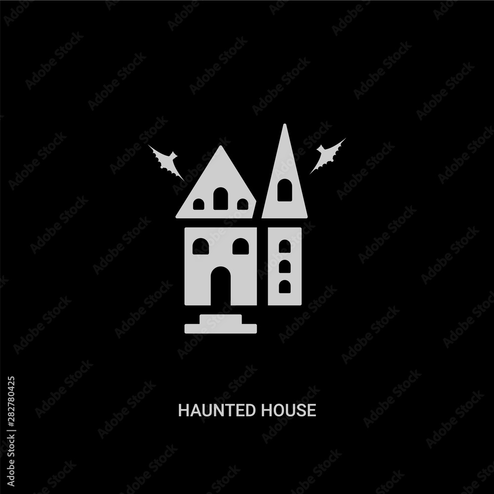 white haunted house vector icon on black background. modern flat haunted house from halloween concept vector sign symbol can be use for web, mobile and logo.