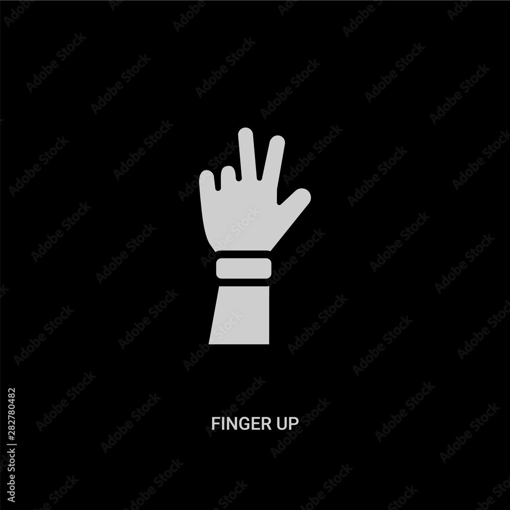 Obraz premium white finger up vector icon on black background. modern flat finger up from guestures concept vector sign symbol can be use for web, mobile and logo.