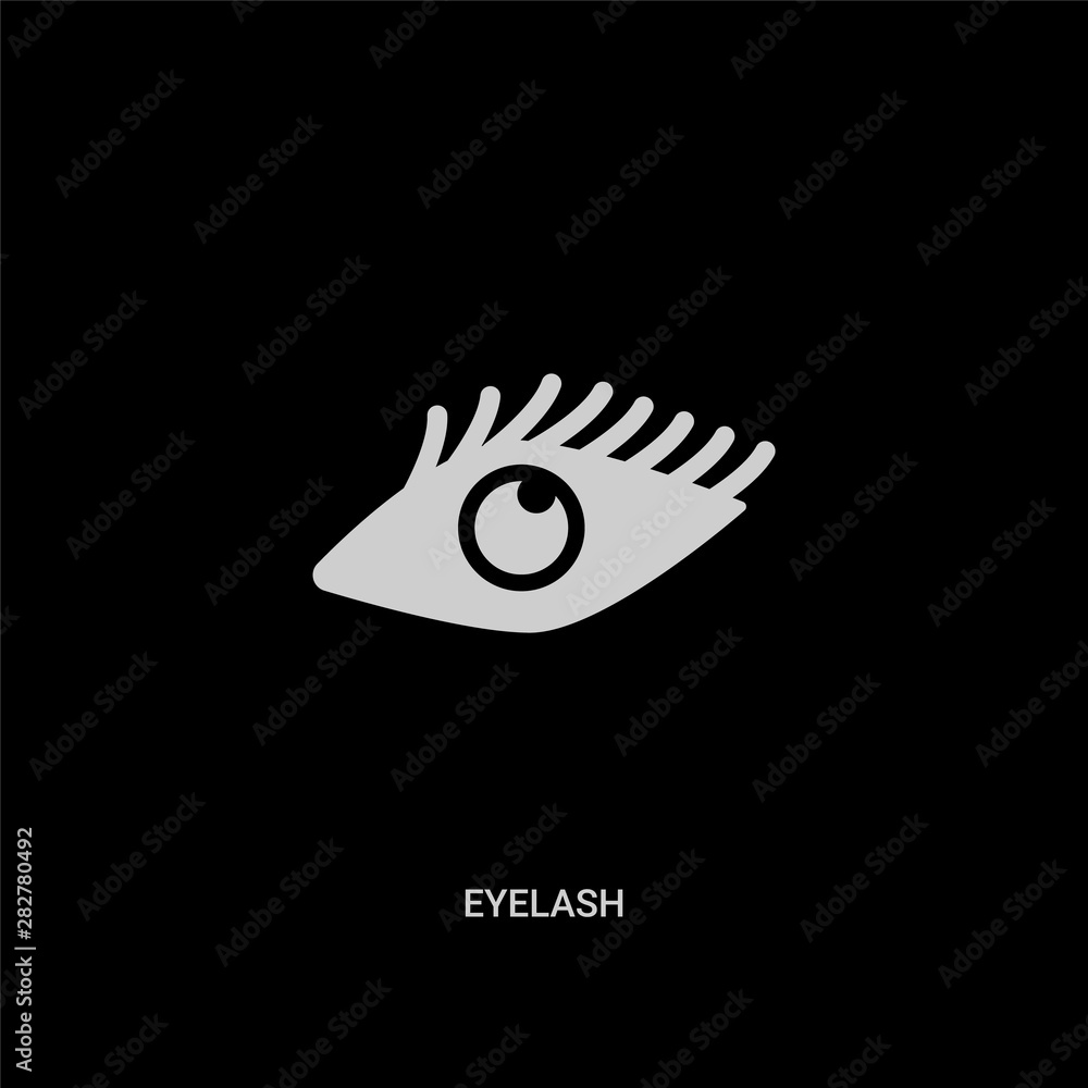 Fototapeta premium white eyelash vector icon on black background. modern flat eyelash from guestures concept vector sign symbol can be use for web, mobile and logo.