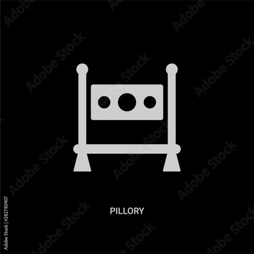 white pillory vector icon on black background. modern flat pillory from halloween concept vector sign symbol can be use for web, mobile and logo.