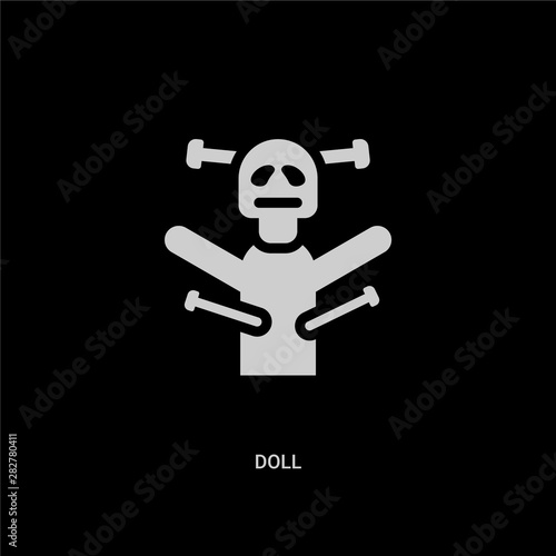 white doll vector icon on black background. modern flat doll from halloween concept vector sign symbol can be use for web, mobile and logo.