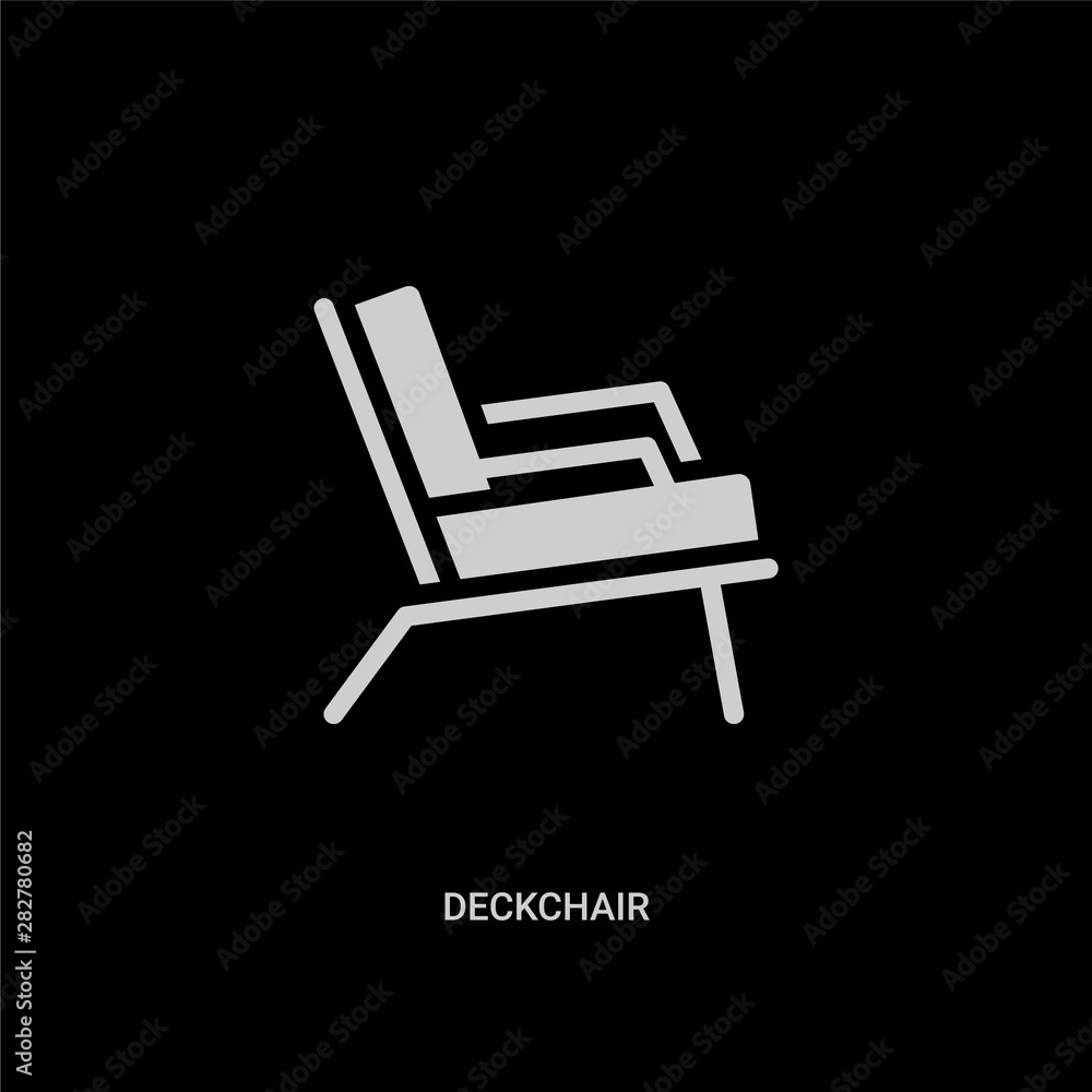 white deckchair vector icon on black background. modern flat deckchair from general concept vector sign symbol can be use for web, mobile and logo. white deckchair vector icon on black background. modern flat deckchair from general concept vector sign symbol can be use for web, mobile and logo.
