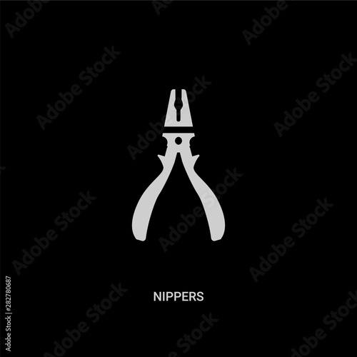 white nippers vector icon on black background. modern flat nippers from general concept vector sign symbol can be use for web, mobile and logo.