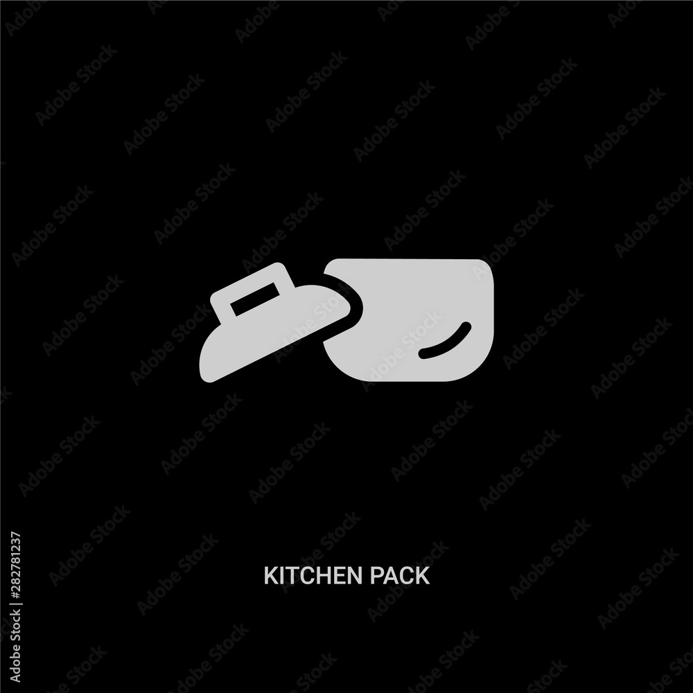 white kitchen pack vector icon on black background. modern flat kitchen pack from food concept vector sign symbol can be use for web, mobile and logo. white kitchen pack vector icon on black background. modern flat kitchen pack from food concept vector sign symbol can be use for web, mobile and logo.