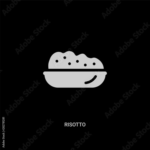 white risotto vector icon on black background. modern flat risotto from food concept vector sign symbol can be use for web, mobile and logo.
