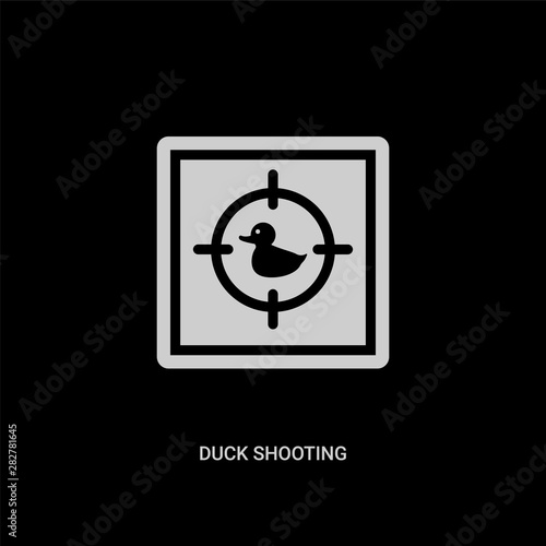 white duck shooting vector icon on black background. modern flat duck shooting from entertainment concept vector sign symbol can be use for web, mobile and logo.