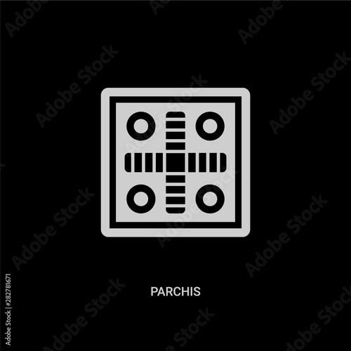 white parchis vector icon on black background. modern flat parchis from entertainment concept vector sign symbol can be use for web, mobile and logo. photo