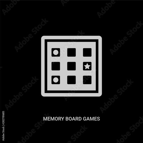 white memory board games vector icon on black background. modern flat memory board games from entertainment concept vector sign symbol can be use for web, mobile and logo.