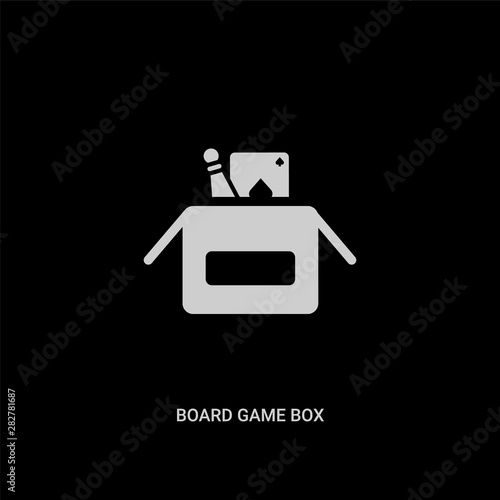 white board game box vector icon on black background. modern flat board game box from entertainment concept vector sign symbol can be use for web, mobile and logo.