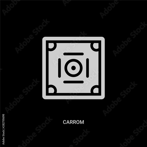 white carrom vector icon on black background. modern flat carrom from entertainment concept vector sign symbol can be use for web, mobile and logo.