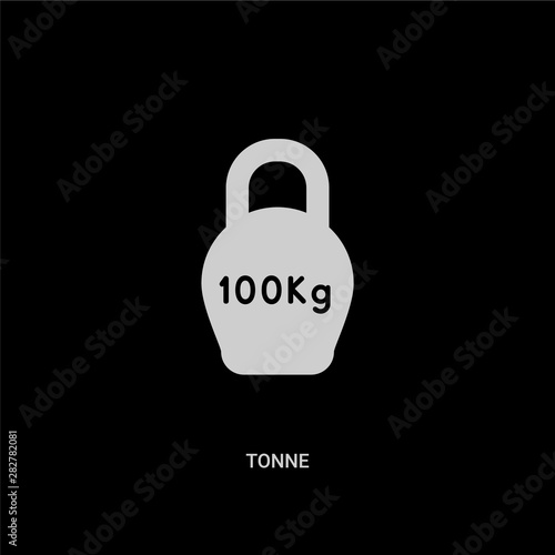 white tonne vector icon on black background. modern flat tonne from education concept vector sign symbol can be use for web, mobile and logo.