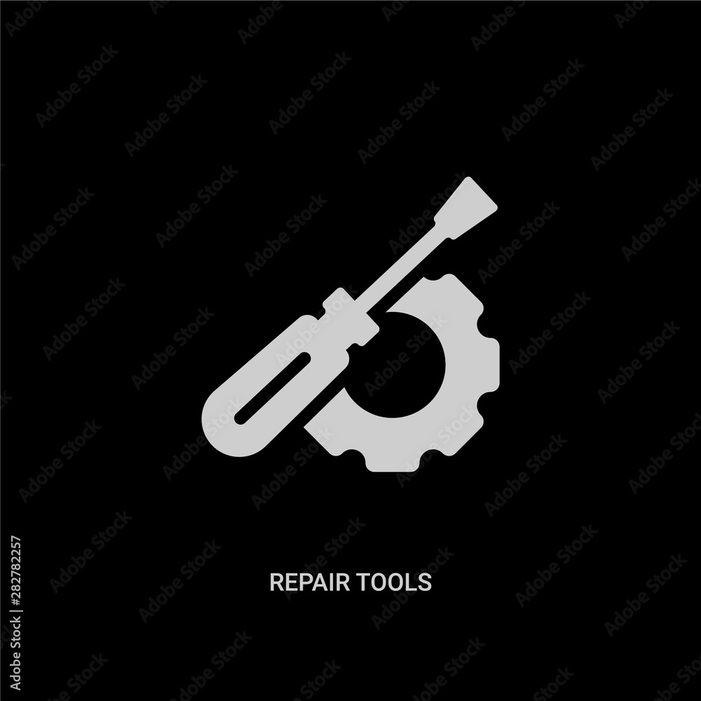 white repair tools vector icon on black background. modern flat repair tools from edit tools concept vector sign symbol can be use for web, mobile and logo.