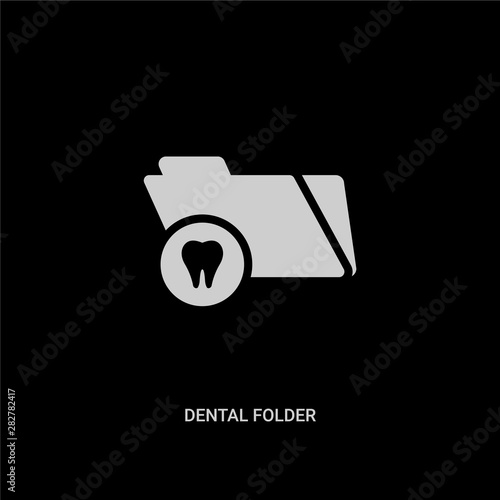 white dental folder vector icon on black background. modern flat dental folder from dentist concept vector sign symbol can be use for web, mobile and logo.