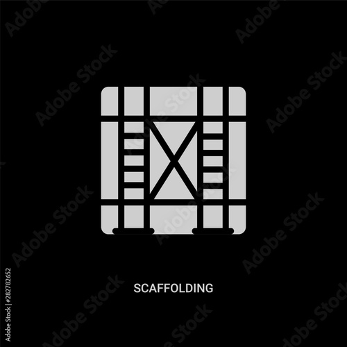 white scaffolding vector icon on black background. modern flat scaffolding from construction and tools concept vector sign symbol can be use for web, mobile and logo.