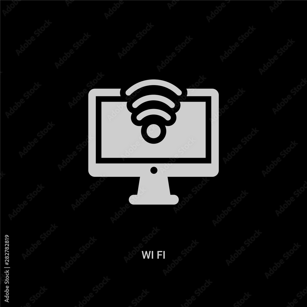 white wi fi vector icon on black background. modern flat wi fi from computer concept vector sign symbol can be use for web, mobile and logo. white wi fi vector icon on black background. modern flat wi fi from computer concept vector sign symbol can be use for web, mobile and logo.