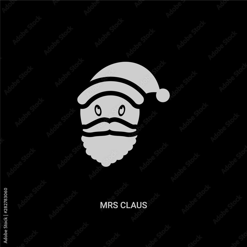 white mrs claus vector icon on black background. modern flat mrs claus