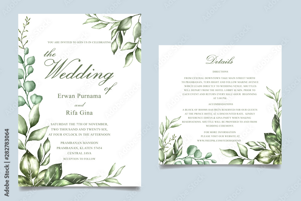elegance wedding invitation template card design