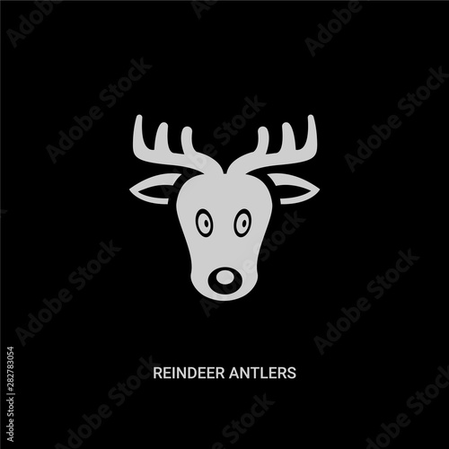 white reindeer antlers vector icon on black background. modern flat reindeer antlers from christmas concept vector sign symbol can be use for web, mobile and logo.