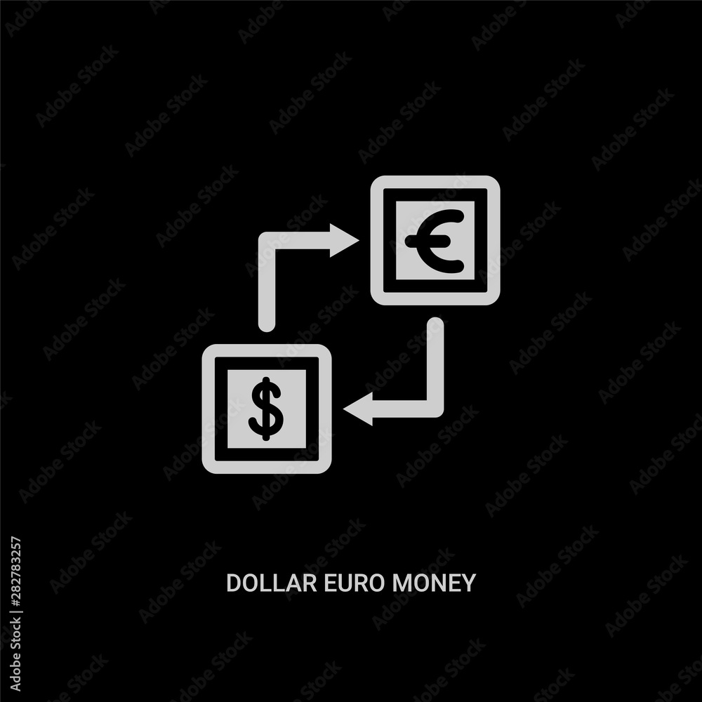 white dollar euro money exchange vector icon on black background. modern flat dollar euro money exchange from business concept vector sign symbol can be use for web, mobile and logo. white dollar euro money exchange vector icon on black background. modern flat dollar euro money exchange from business concept vector sign symbol can be use for web, mobile and logo.