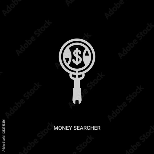 white money searcher vector icon on black background. modern flat money searcher from business concept vector sign symbol can be use for web, mobile and logo.