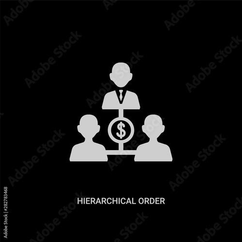 white hierarchical order vector icon on black background. modern flat hierarchical order from business concept vector sign symbol can be use for web, mobile and logo.
