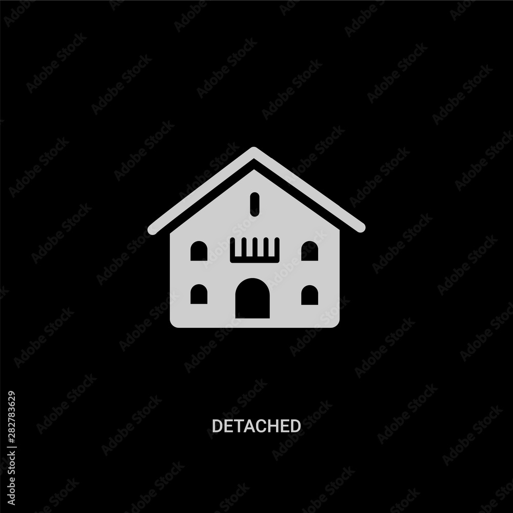 white detached vector icon on black background. modern flat detached from buildings concept vector sign symbol can be use for web, mobile and logo. white detached vector icon on black background. modern flat detached from buildings concept vector sign symbol can be use for web, mobile and logo.