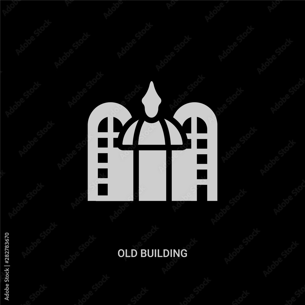 white old building vector icon on black background. modern flat old building from buildings concept vector sign symbol can be use for web, mobile and logo.