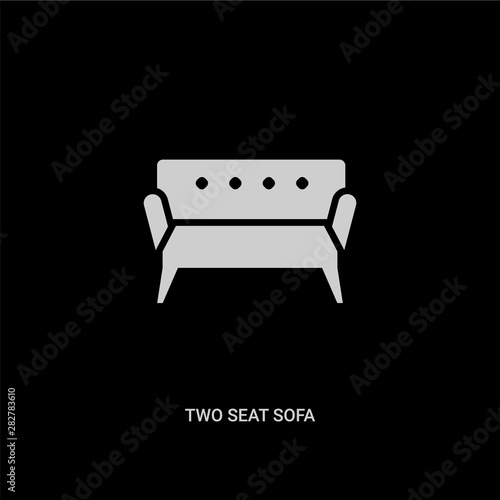 white two seat sofa vector icon on black background. modern flat two seat sofa from buildings concept vector sign symbol can be use for web, mobile and logo.