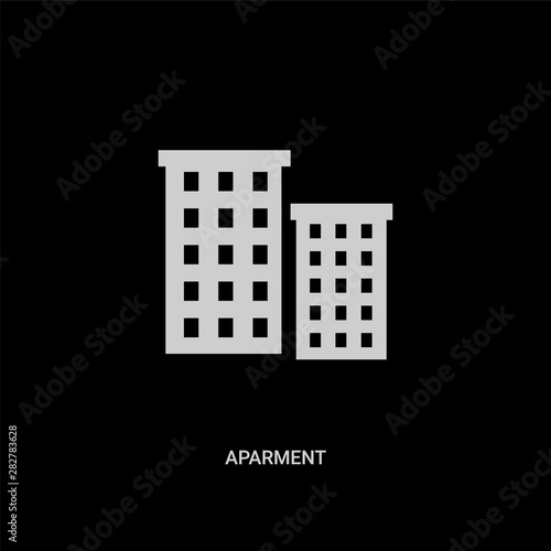white aparment vector icon on black background. modern flat aparment from buildings concept vector sign symbol can be use for web, mobile and logo.