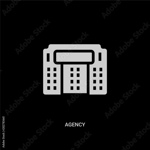 white agency vector icon on black background. modern flat agency from buildings concept vector sign symbol can be use for web, mobile and logo.