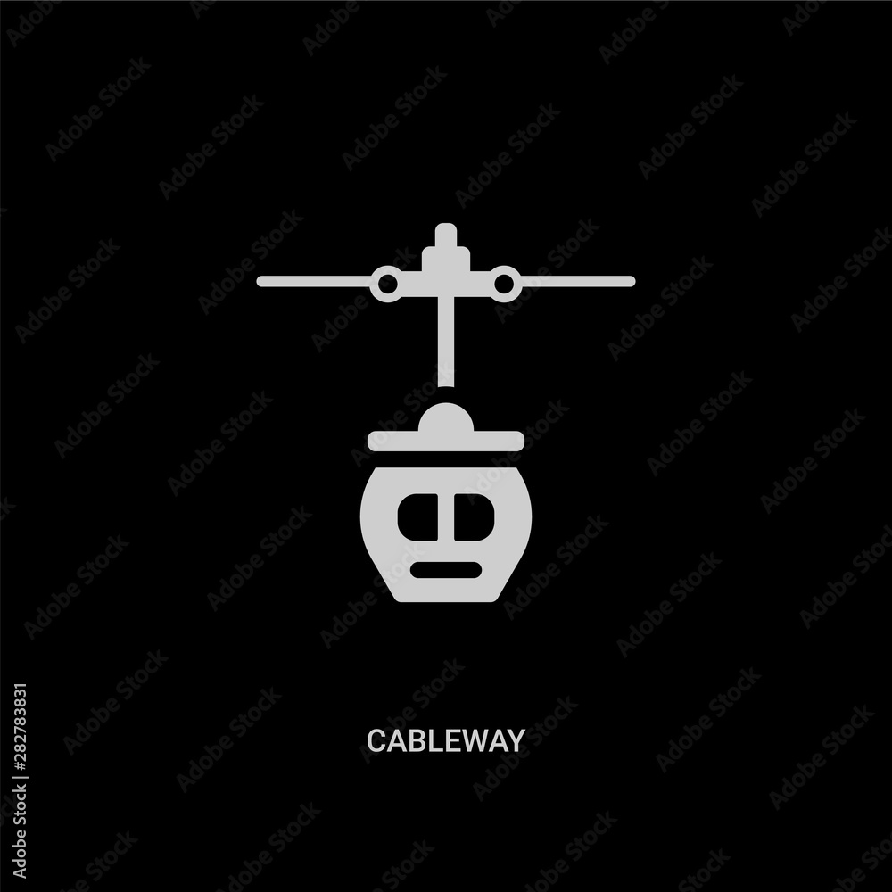 white cableway vector icon on black background. modern flat cableway from architecture and city concept vector sign symbol can be use for web, mobile and logo. white cableway vector icon on black background. modern flat cableway from architecture and city concept vector sign symbol can be use for web, mobile and logo.