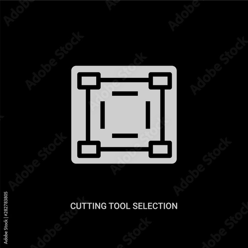 white cutting tool selection vector icon on black background. modern flat cutting tool selection from art concept vector sign symbol can be use for web, mobile and logo.