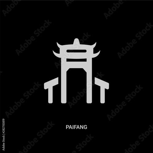 white paifang vector icon on black background. modern flat paifang from architecture and city concept vector sign symbol can be use for web, mobile and logo.