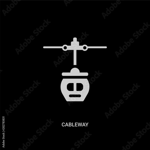 white cableway vector icon on black background. modern flat cableway from architecture and city concept vector sign symbol can be use for web, mobile and logo.