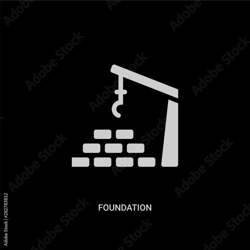 white foundation vector icon on black background. modern flat foundation from architecture and city concept vector sign symbol can be use for web, mobile and logo.
