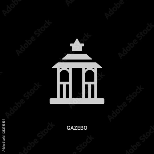 white gazebo vector icon on black background. modern flat gazebo from architecture and city concept vector sign symbol can be use for web, mobile and logo.