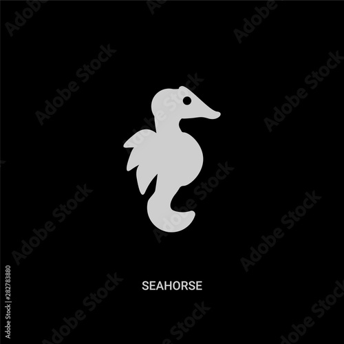 white seahorse vector icon on black background. modern flat seahorse from animals concept vector sign symbol can be use for web, mobile and logo.