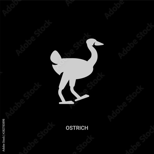 white ostrich vector icon on black background. modern flat ostrich from animals concept vector sign symbol can be use for web  mobile and logo.