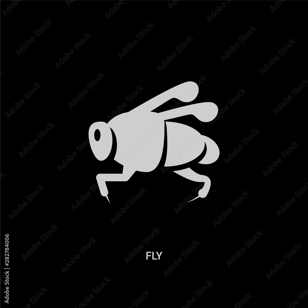 white fly vector icon on black background. modern flat fly from animals concept vector sign symbol can be use for web, mobile and logo. white fly vector icon on black background. modern flat fly from animals concept vector sign symbol can be use for web, mobile and logo.
