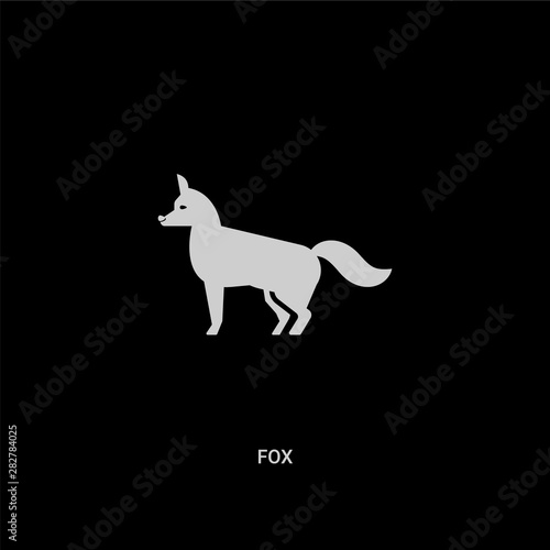 white fox vector icon on black background. modern flat fox from animals concept vector sign symbol can be use for web  mobile and logo.