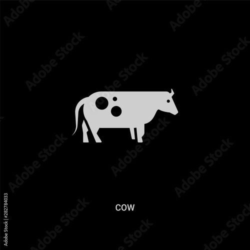 white cow vector icon on black background. modern flat cow from animals concept vector sign symbol can be use for web, mobile and logo.