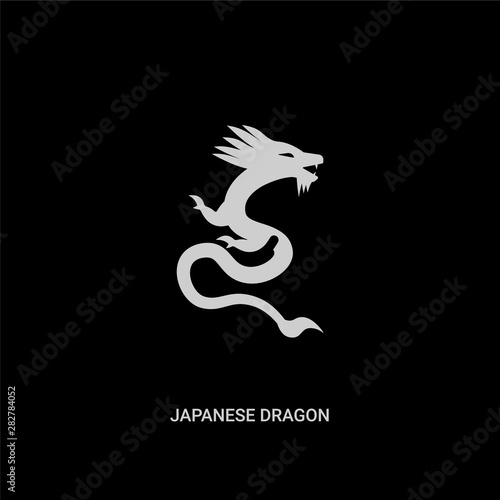 white japanese dragon vector icon on black background. modern flat japanese dragon from animals concept vector sign symbol can be use for web, mobile and logo.