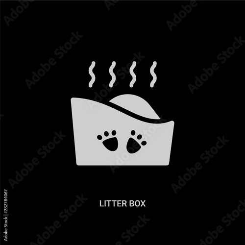 white litter box vector icon on black background. modern flat litter box from animals concept vector sign symbol can be use for web, mobile and logo.