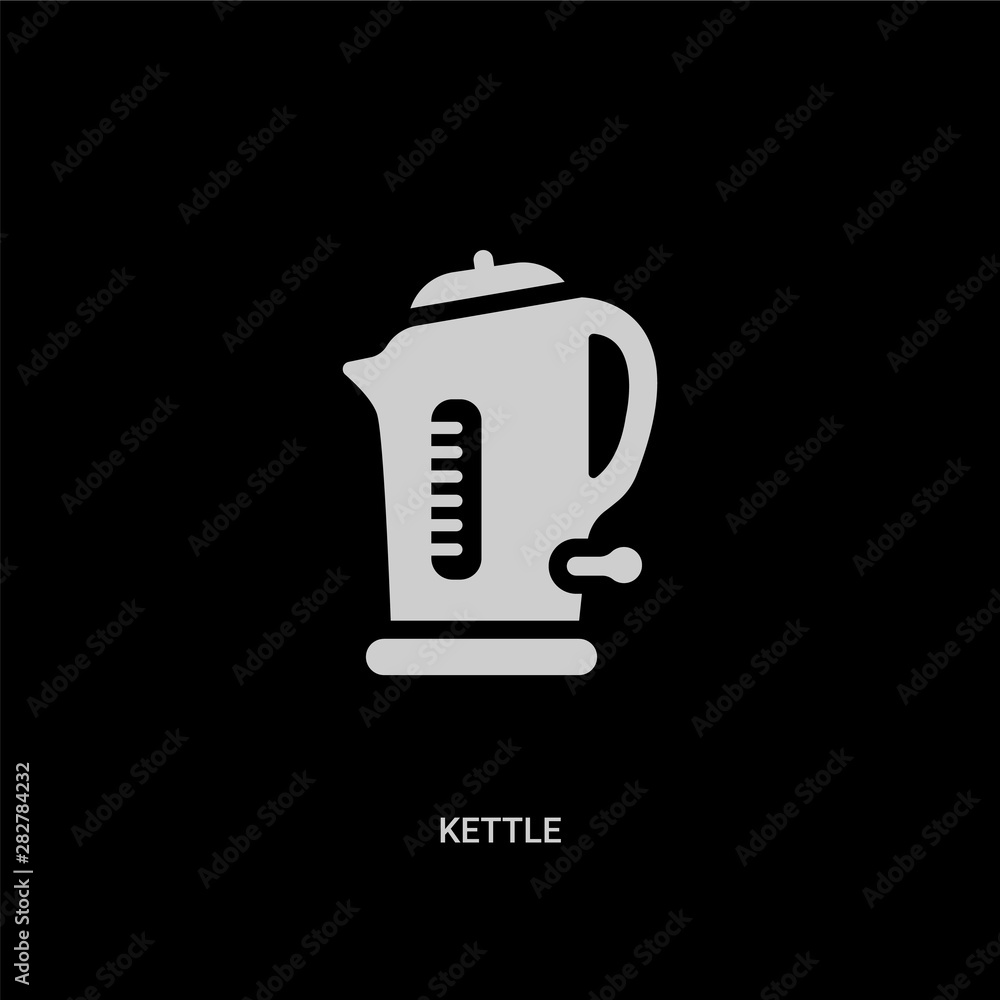 white kettle vector icon on black background. modern flat kettle from future technology concept vector sign symbol can be use for web, mobile and logo. white kettle vector icon on black background. modern flat kettle from future technology concept vector sign symbol can be use for web, mobile and logo.