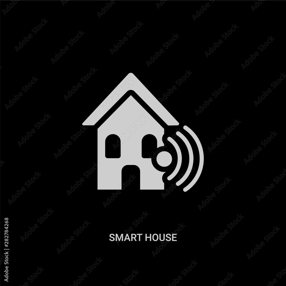 white smart house vector icon on black background. modern flat smart house from future technology concept vector sign symbol can be use for web, mobile and logo. white smart house vector icon on black background. modern flat smart house from future technology concept vector sign symbol can be use for web, mobile and logo.