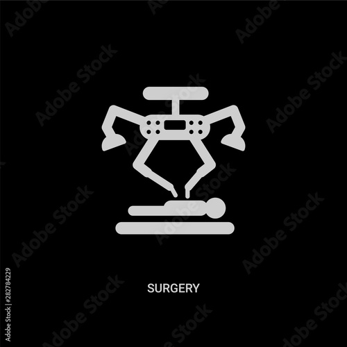 white surgery vector icon on black background. modern flat surgery from future technology concept vector sign symbol can be use for web, mobile and logo.